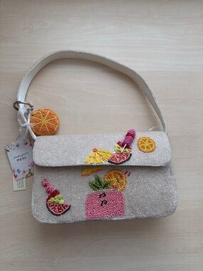 NWT! Viral Beaded Tropical Cocktail Shoulder Bag